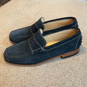 Montemario made in Italy suede mens penny loafer drivers size 8 pristine blue